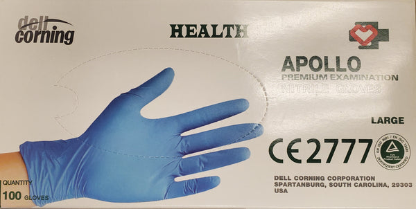 Apollo Large Nitrile Examination Gloves - Powder Free - 100 Count